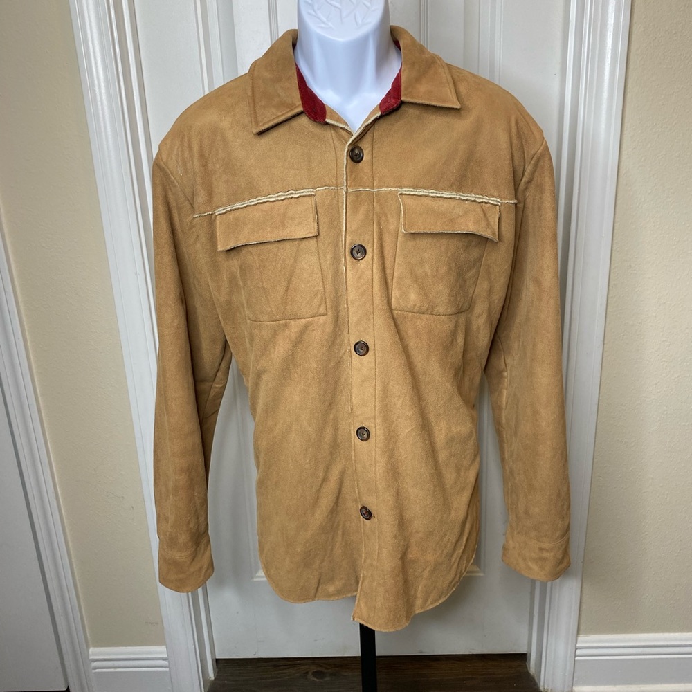 Tommy Hilfiger Faux Sheepskin Sherpa Lined Button-up Jacket Shacket Men's Size M